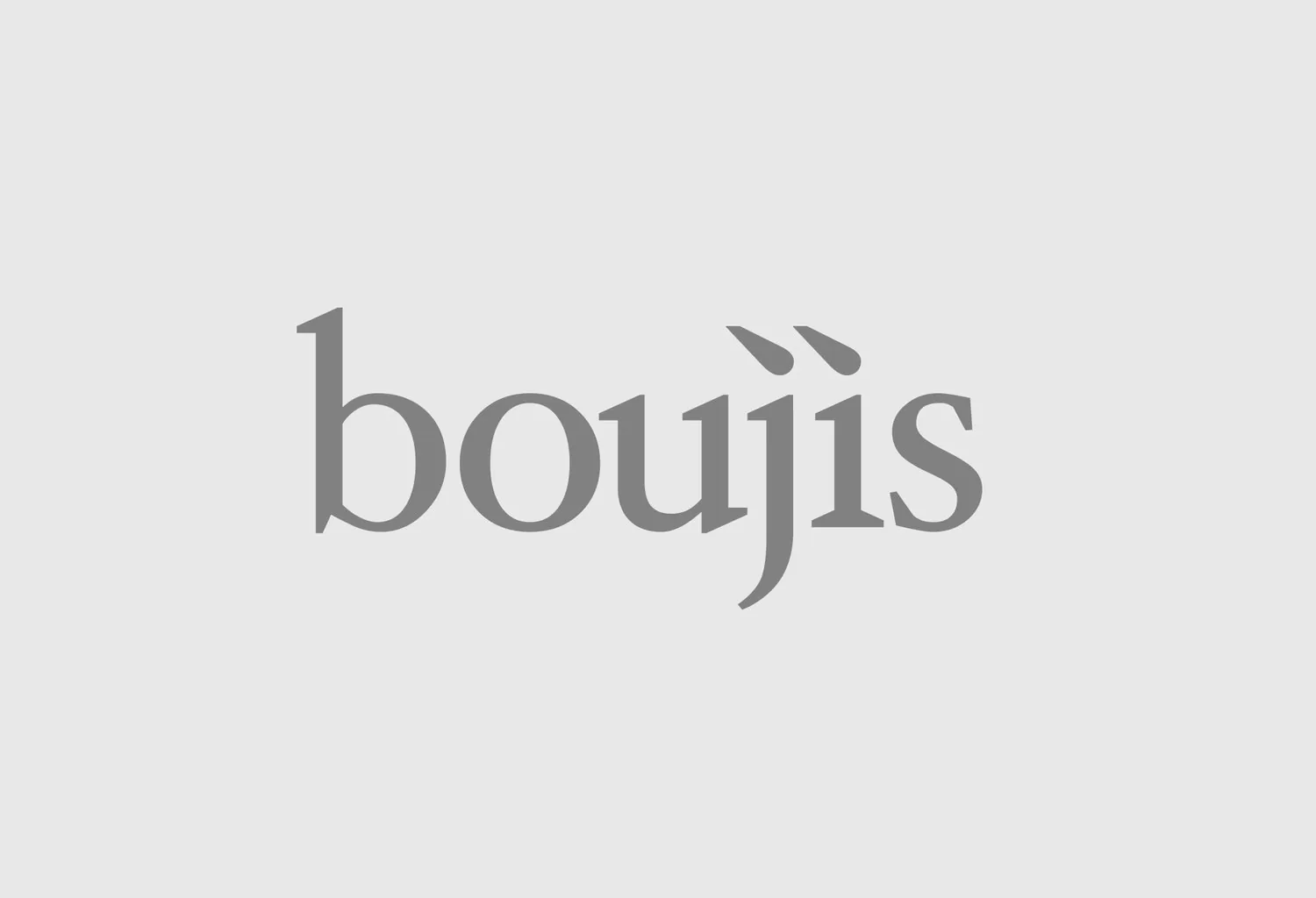 The Boujis wordmark in grey on a pale ground.