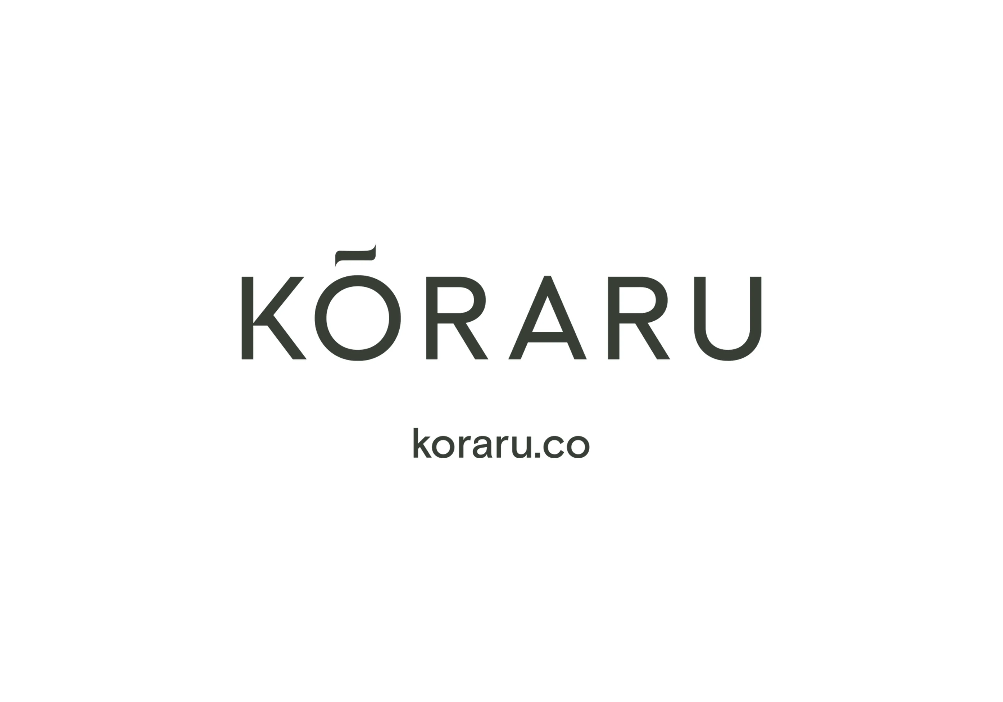 The Kōraru wordmark above koraru.co, set on white.